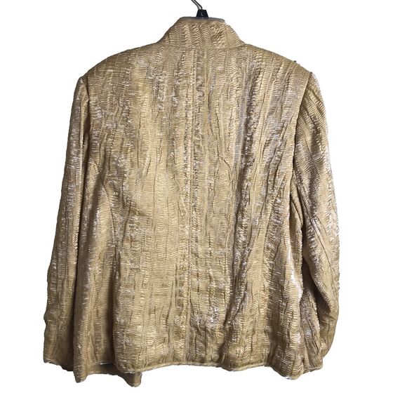 Collection Harv'e Benard Woman's Shiny Gold  Crinkle Crape Style Jacket Size 18W - Picture 3 of 7